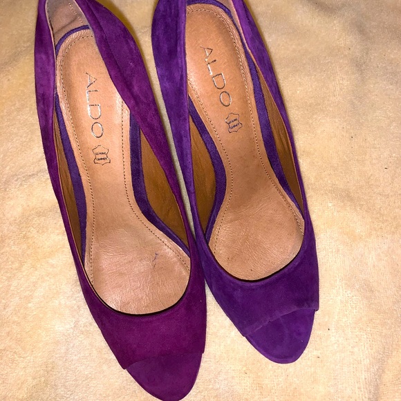 Violet Suede Platform Heels - Picture 2 of 3